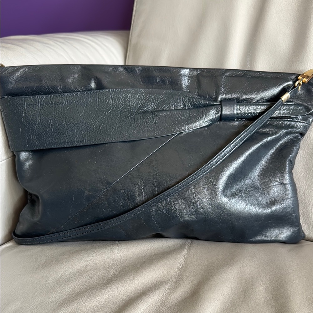 Vintage Karnig Mann Blue Leather Crossbody Bag
